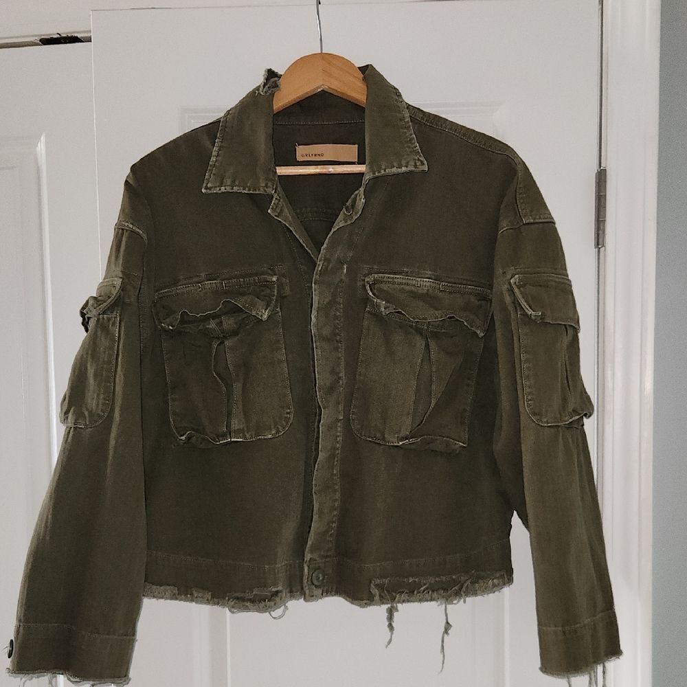 GRLFRND DORIAN Atlantic CITY Green Oversized Cropped Jacket L